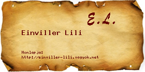 Einviller Lili névjegykártya